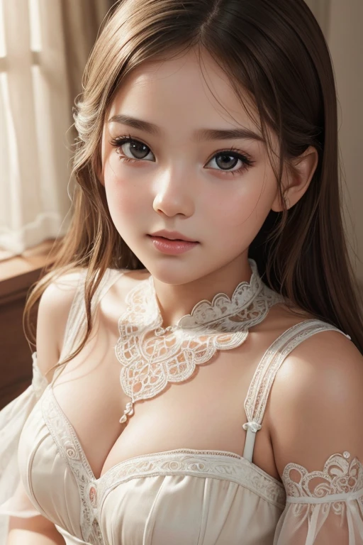 baby girl , beautiful detailed eyes, beautiful detailed lips, extremely detailed facial features, soft angelic smile, wearing white lace dress, delicate skin, chubby cheeks, mesmerizing gaze, macro shot, soft studio lighting, (best quality,4k,8k,highres,masterpiece:1.2),ultra-detailed,(realistic,photorealistic,photo-realistic:1.37),cinematic,warm color tones,natural lighting,porcelain skin,intricate details,adorable,cute,innocent
