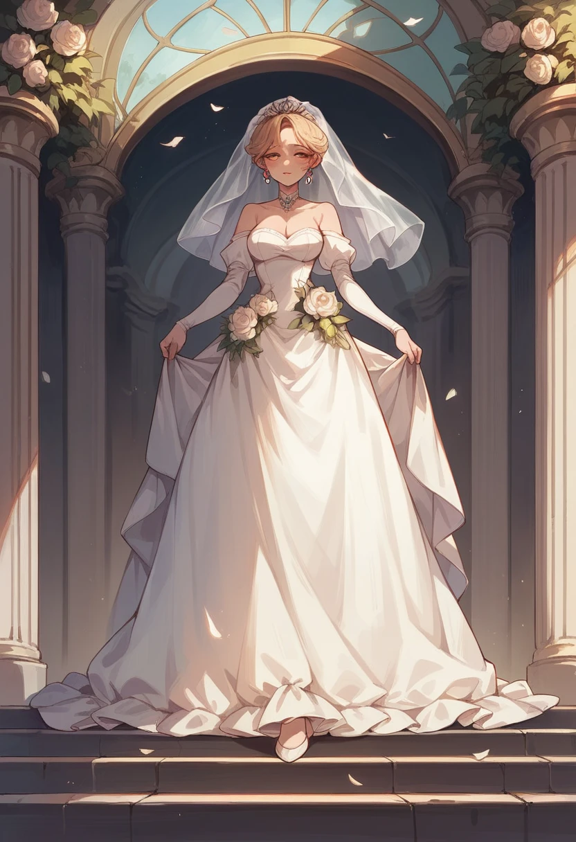 The bride and groom walked down the aisle together