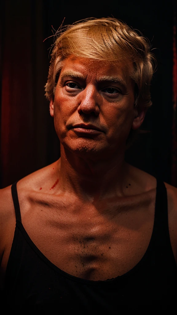 Donald Trump painted in dark-red