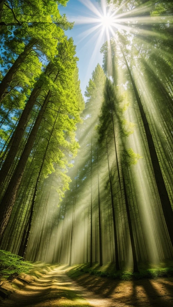 forest、Clean air、Sunlight filtering through the trees、nature