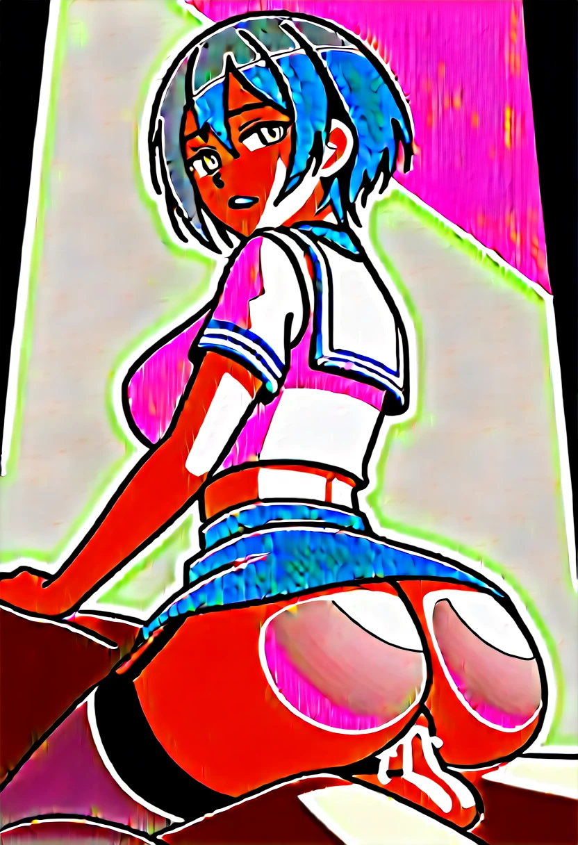 18-year-old,shiny navy hair,short hair,Yellow Eyes,Large Breasts,Small waist,Big Ass, , See-through sailor suit,Navy blue mini skirt,Black underwear,garter belt, ,Split,,Delighted,Feels good,Penetration Sex,Creampie Sex,Various positions(((In my mind, I was desperately trying to hold back my orgasm.,I want to climax quickly))),Creampie Sexは暗い変容をもたらす