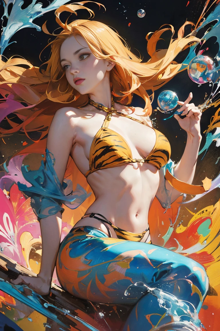 Colorful Pop Art Woman with golden hair comic book style!!, The Art of Comic Styles, Robert Combus, Comic book realism, , with a vibrant Spark The glass is bursting It's full of dynamism (masterpiece, top-quality, Official art:1.2)Look at viewericro bikini, tiger and girl, Tiger painting}A flash of light runs, Colorful water levitation(2D:1.5), official art, unity 8k wallpaper, ultra detailed, beautiful and aesthetic, masterpiece, best quality, chinese style, (zentangle, mandala, tangle, entangle), ecstasy of flower, 1girl, extremely detailed, dynamic angle, cowboyshot, the most beautiful form of chaos, elegant, a brutalist designed, vivid colours, romanticism, by james jean, roby dwi antono, ross tran, francis bacon, michal mraz, adrian ghenie, petra cortright, gerhard richter, takato yamamoto, ashley wood, atmospheric
