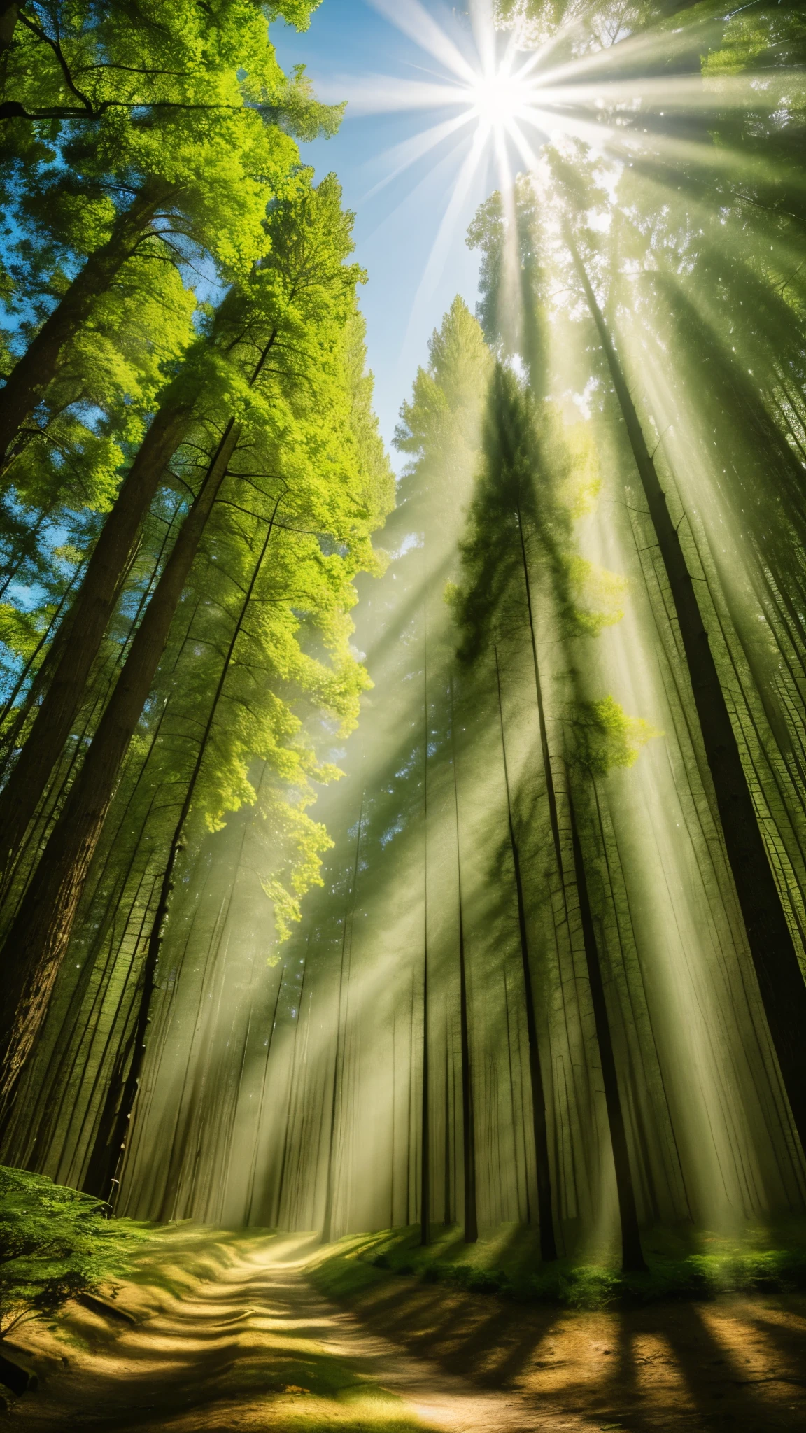 forest、Clean air、Sunlight filtering through the trees、nature