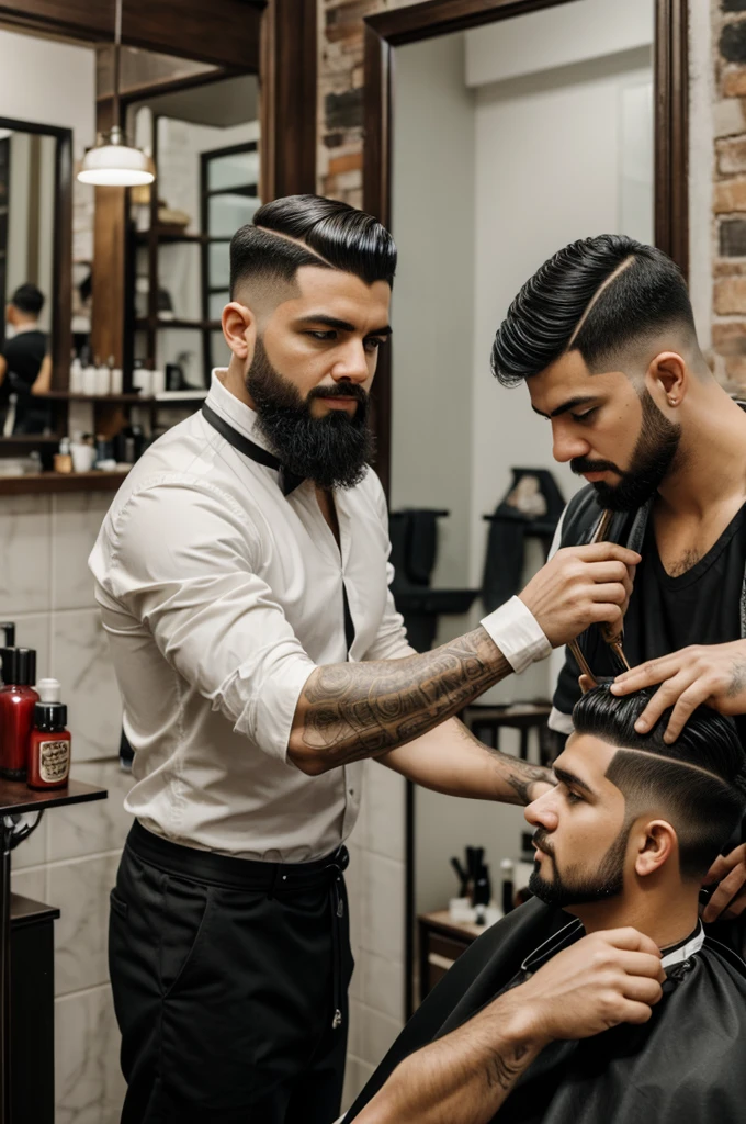 You can create an image with the word MAGNO Barbershop. With Roman style