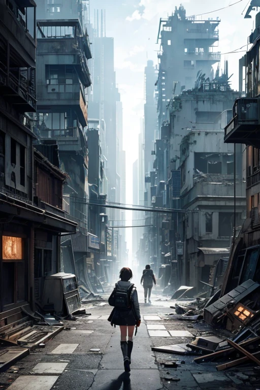 Highest quality、A ruined futuristic city、dim、Surrealism