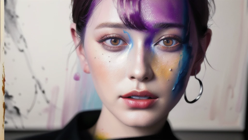 Android Beauty, Powerful paintings inspired by Francis Bacon, Ultra-realistic surrealism, Hyperrealism, fear, art, hyper real painting, Realistic illustration painting, Colorful hyperrealism, Hyper-realistic digital art