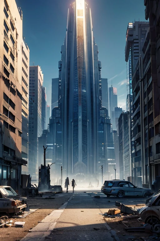 Highest quality、A ruined futuristic city、dim、Surrealism