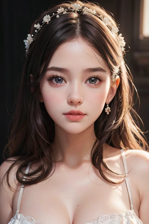 baby girl 5 years old, beautiful detailed eyes, beautiful detailed lips, extremely detailed facial features, soft angelic smile, wearing white dress, delicate skin, chubby cheeks, mesmerizing gaze, macro shot, soft studio lighting, (best quality,4k,8k,highres,masterpiece:1.2),ultra-detailed,(realistic,photorealistic,photo-realistic:1.37),cinematic,warm color tones,natural lighting,porcelain skin,intricate details,adorable,cute,innocent