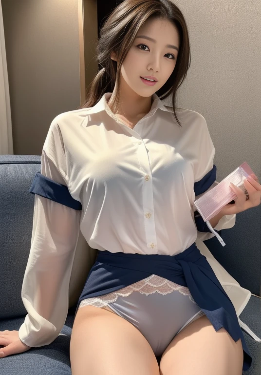 (masterpiece:1.3), (Highest quality:1.3), 8K, 超High resolution, 複雑なdetailedな, 非常にdetailedな, detailedな背景, Depth of written boundary, 超High resolution, RAW Photos, Sharp focus, perspective, (8K, Highest quality, masterpiece: 1.2), (Realistic, Realistic: 1.5), Beautiful Japanese woman, 25 years old, (((Thin thighs))), detailed: (非常にdetailedな: 1.3), (((stewardess costume))), (High resolution: 1.1), (((Airplane Passenger Passenger Passenger))), ((From below:1.45)), ahegao, ((Perfect beauty)), ((See-through lace underwear)), (()), (((Hairstyle is a chignon))), ((((Leg spread)))), Watery eyes, (((Hair is up))), Wet tongue、