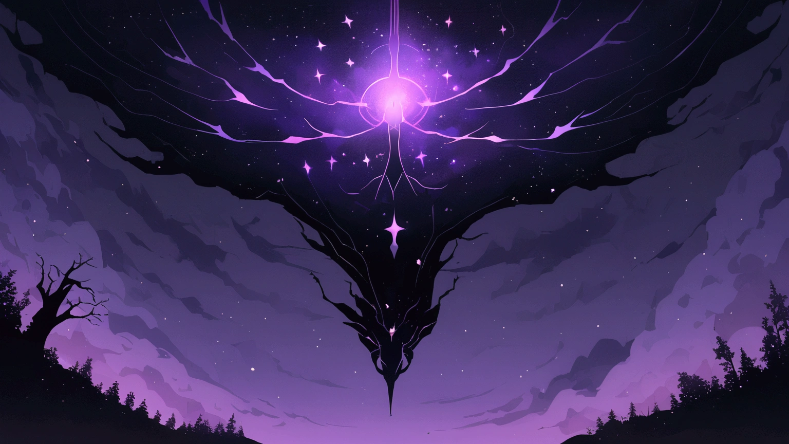 dark void, stars, mystical, introspective, floating, anime style, no people