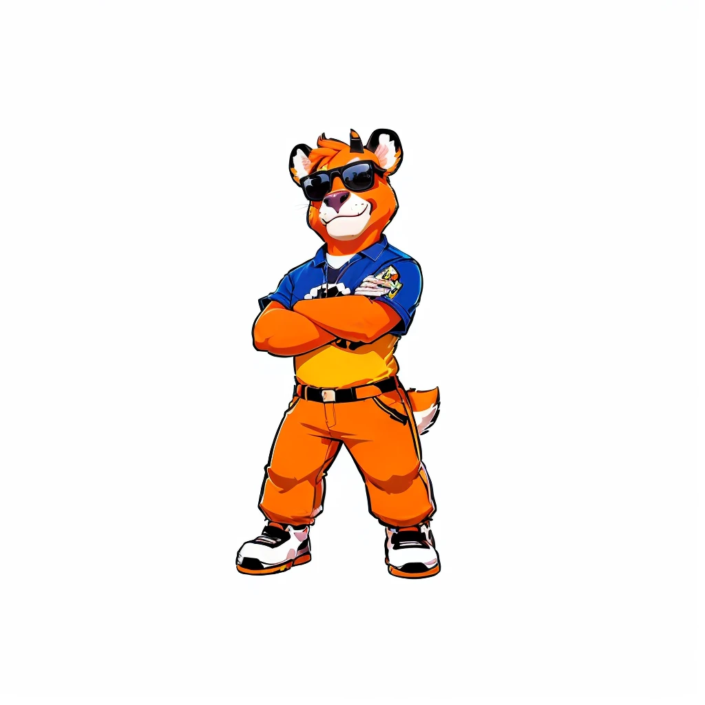 Cow cartoon character wearing sunglasses, Full body mascot, Mascot illustration, Buizel and human integration, fursona wearing fashionable clothes, Furry Characters, Teddy Fresh, Universal furry style, Disney style furry, Official character illustrations, Official Character Art, Merge roles, Nick Wilde, furaffity, Tony the Tiger, Sports Team Mascots