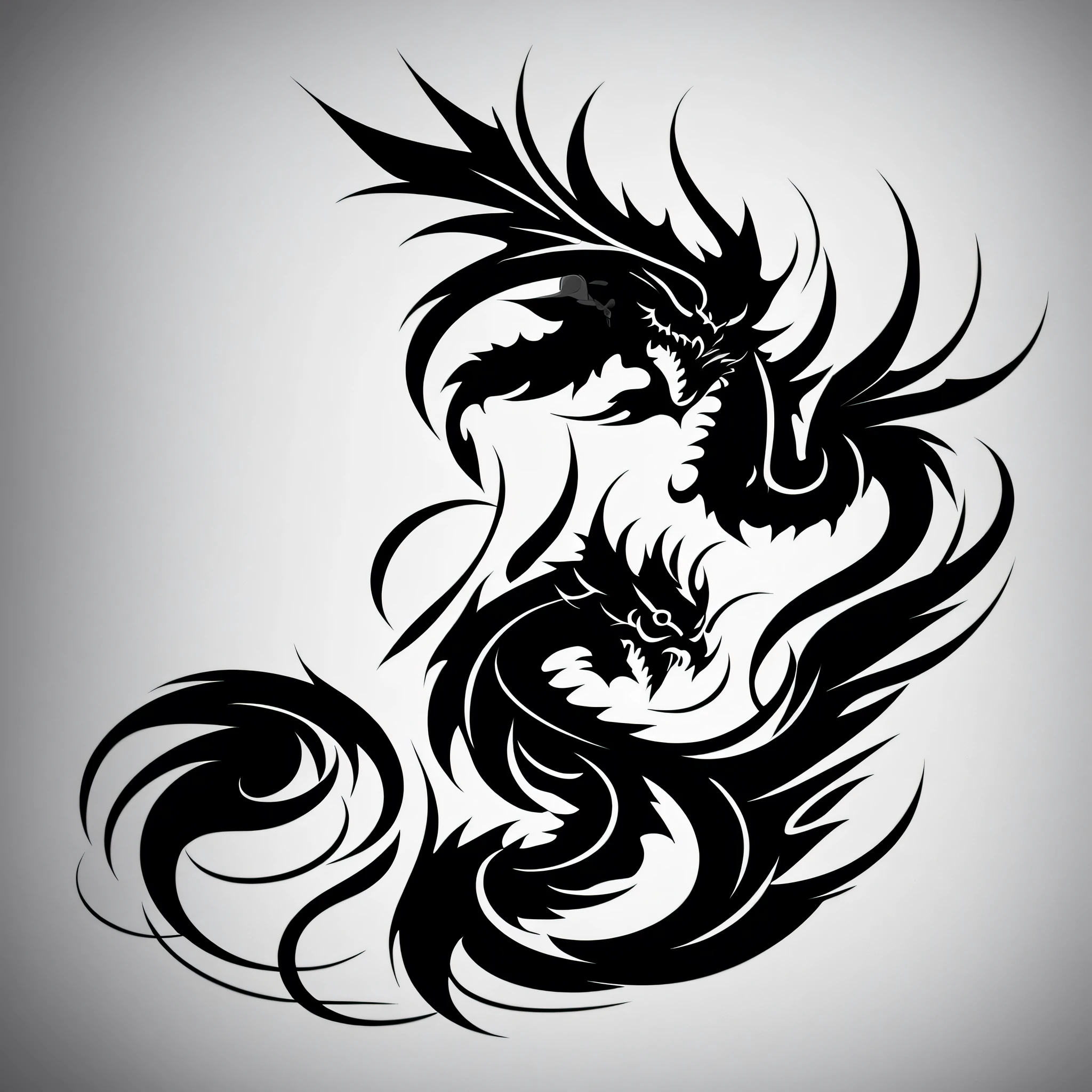 black dragon
a design that looks like one stroke of calligraphy
White background
White and black only
Pretty cool
chic and modern design