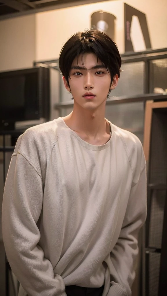 Handsome Japanese male model Black Hair Beautiful Skin Slim and muscular face shoulder, nude, Photo slightly subtracted 童faceでカメラを見る no background Upper body