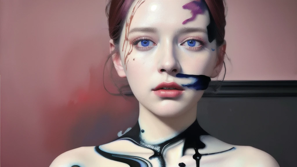 Android Beauty, Powerful paintings inspired by Francis Bacon, Ultra-realistic surrealism, Hyperrealism, fear, art, hyper real painting, Realistic illustration painting, カラフルHyperrealism, Hyper-realistic digital art