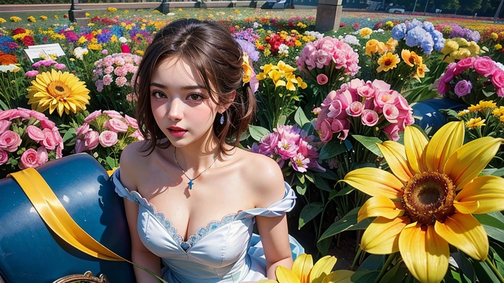 (ultra-Detailed Background, Detailed Background), Absurd, High resolution, Super detailed, Very detailed, One girl, (bouquet:1.3), (Tangled:1.2), (Geometric:1.2),(colorful),