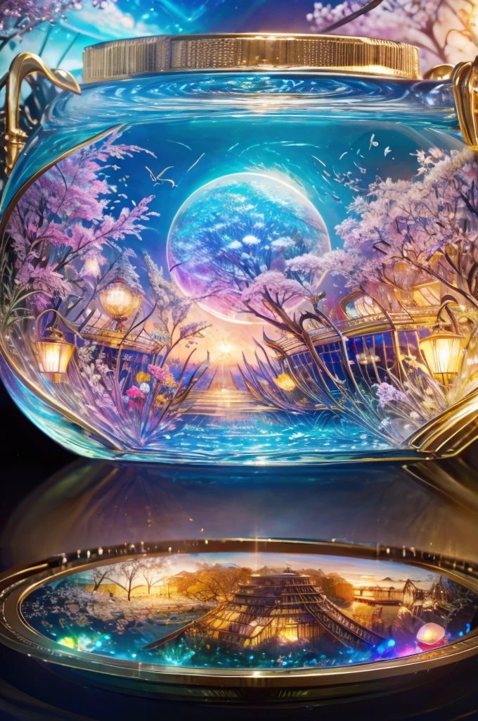 masterpiece、Highest quality、(A very delicate and beautiful summer festival scene captured in a bottle)、Summer Traditions、World Masterpiece Theatre、High-resolution equirectangular projection、Highest quality、Consciousness upward、Material、canvas、Oil、realism、Realistic,wonderful景色,An atmosphere full of dreams and hope,masterpiece.16K, Ultra-high resolution, Ultra-high resolution, to be born,wonderful ,future、Iridescent、The world 30 years from now。