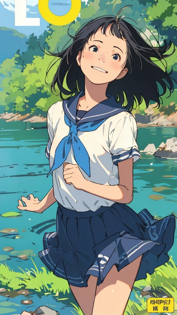 reasonable design, Clear lines, High Sharpness, (highest quality,8K,Perfect sharpness,Ultra fine,High resolution,masterpiece:1.2), Perfect Anatomy:1.5, Official Art, Illustrations that tell a story, (Whitish background:0. 9)、Body Positivity、More Mr.Physical expression、(Random and mischievous poses)、Perfect beauty、Perfect beautiful face、Strong winds、A rich expression、Dynamic composition、smile、Golden ratio composition、colorful、(Mr.Different angles and perspectives)、anime art、mini skirt、(Overcoming stereotypes)、 Glowing Skin、(Natural beauty)、smile、bangs、Straight Hair、(Soft and flowing hair)、(Rural Scenery)、(Nostalgic atmosphere)、Insert up to the thighs、(Playful and carefree)、(More Mr.Ethnic characters)、(innocent attitude)、(Sunny atmosphere)、Skirt flipped up、(Bright colors)、Belly button exposed、Beautiful Eyes、A skirt fluttering in the wind、Put it in to your feet、Some composition patterns、sensuous、Geometric pattern、emotional、Symposium cover、アングル、