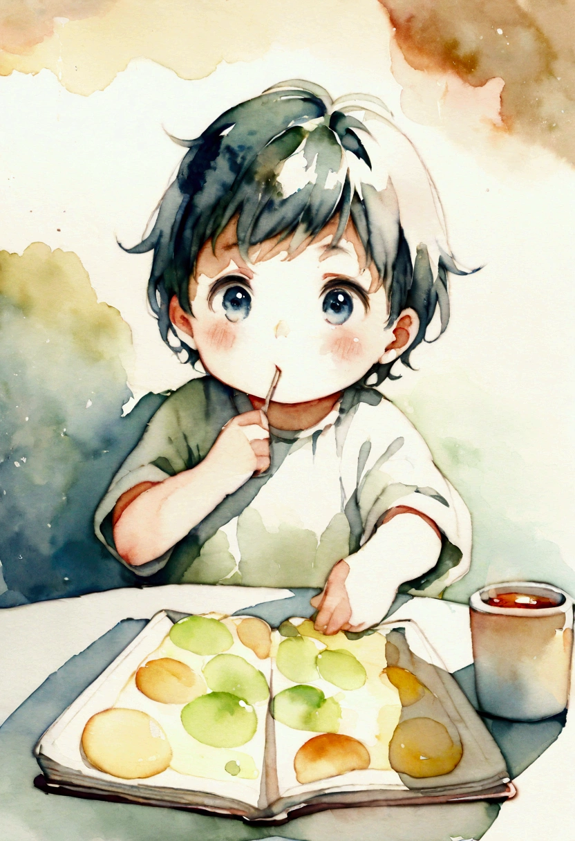 Yogurt（Yogurt）A boy about  eating　Picture books　Watercolor