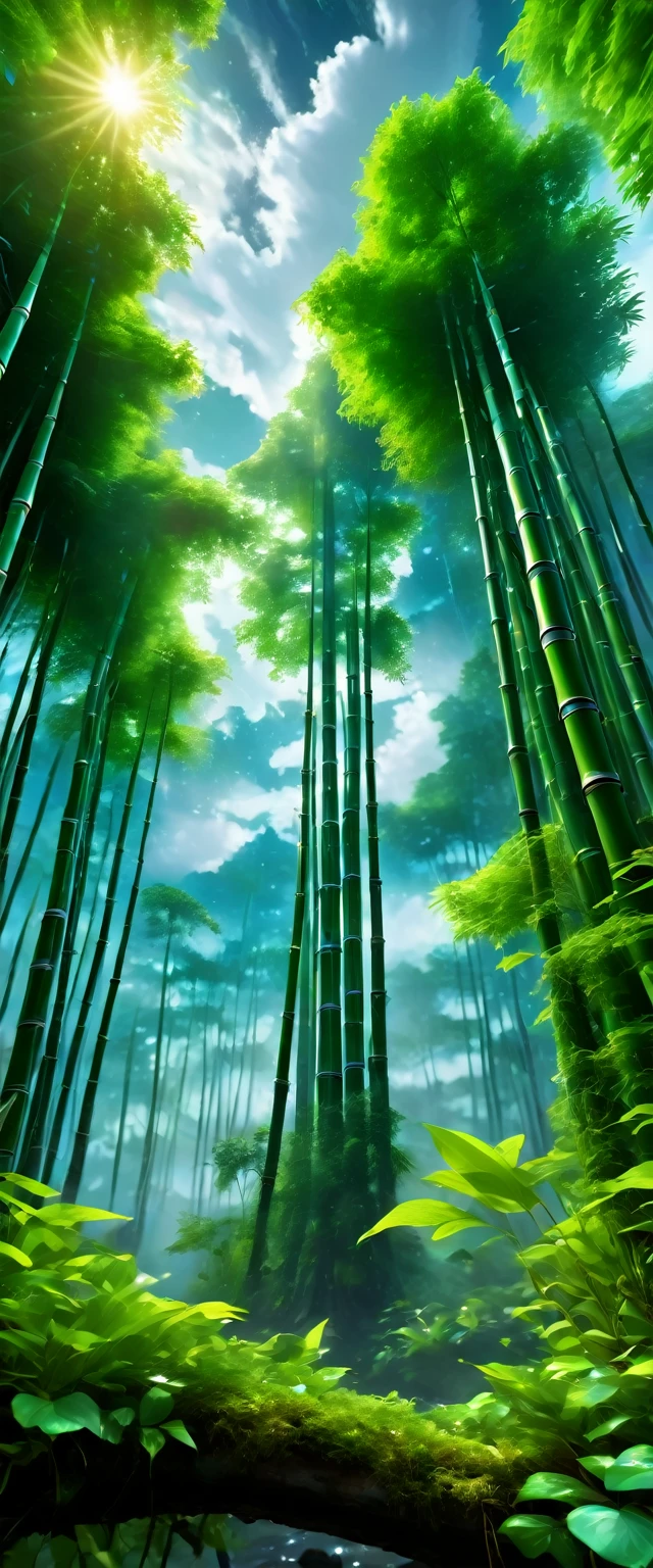 up close:1.3, (Masterpiece artwork:1.5),(best qualityer:1.6), (ultra high resolution:1.4), 1 beautiful magic-style bamboo flute, with sounds coming out of it and invading the environment, posicionada no centro da imagem, detailed illustration, intrikate, idyllic, magical elves in the forest:1.5, paisaje, cores Vibrants, madrugada, raios de sol passando a través das trees, folhas caindo das trees, dew on leaves and plants, clouds, (( magical, comely, de outro mundo, trees:1.4 )), (( best qualityer, Vibrant, 32k, clear and well-defined shadows)).(best qualityer,4K,8K,high resolution,Masterpiece artwork:1.2),ultra detaild,(realisitic,fotorrealisitic,photo-realisitic:1.37),very detailled, Extremely detailed features, textura de pele hiper-realisitic, extremely fine details, detalhes intrikates, intense lighting, dramatic lighting, Lighting change, cinematic lighting, chiaroscuro lighting, dramatic shadows, Dramatic moments, bright coloured, intense colors, deep contrast, Cinematic depth of field, film composition, Cinematic Camera Angle