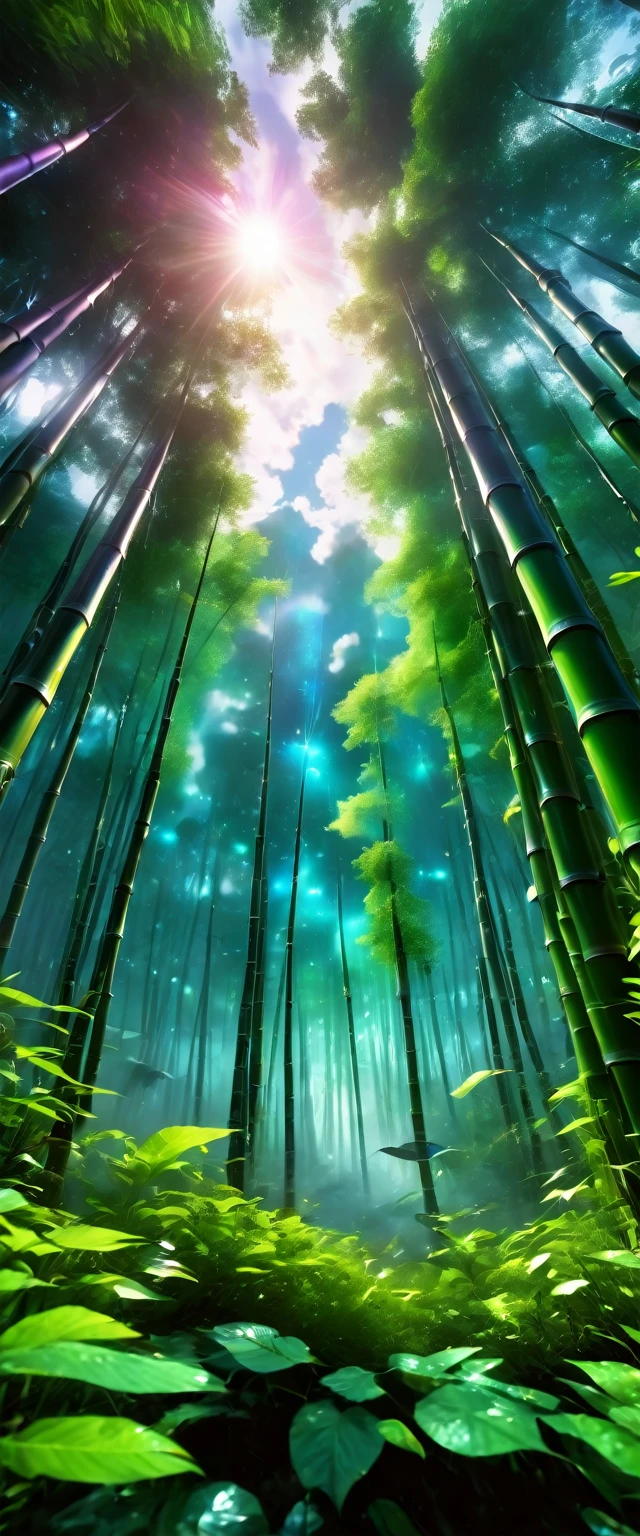up close:1.3, (Masterpiece artwork:1.5),(best qualityer:1.6), (ultra high resolution:1.4), 1 beautiful magic-style bamboo flute, with sounds coming out of it and invading the environment, posicionada no centro da imagem, detailed illustration, intrikate, idyllic, magical elves in the forest:1.5, paisaje, cores Vibrants, madrugada, raios de sol passando a través das trees, folhas caindo das trees, dew on leaves and plants, clouds, (( magical, comely, de outro mundo, trees:1.4 )), (( best qualityer, Vibrant, 32k, clear and well-defined shadows)).(best qualityer,4K,8K,high resolution,Masterpiece artwork:1.2),ultra detaild,(realisitic,fotorrealisitic,photo-realisitic:1.37),very detailled, Extremely detailed features, textura de pele hiper-realisitic, extremely fine details, detalhes intrikates, intense lighting, dramatic lighting, Lighting change, cinematic lighting, chiaroscuro lighting, dramatic shadows, Dramatic moments, bright coloured, intense colors, deep contrast, Cinematic depth of field, film composition, Cinematic Camera Angle