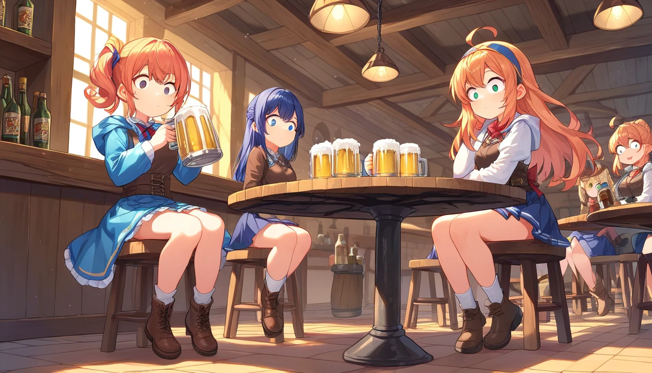 ((2girls:1.3)), ((tavern:1.3)), ((mage:1.3)), ((grimoire:1.3)), ((full body:1.3)), ((curious face:1.3)), ((beer bottle:1.3)), ((drinking:1.3)), ((moe style:1.3)), ((perfect face)), ((extremely cute:1.3)), ((masterpiece:1.3)), ((8k)), ((best quality:1.3)), ((beautiful)), ((extremely detailed:1.3)) , ((absurdres)), AddXL, ((score_9:1.3)), ((score_8_up:1.3)), ((score_7_up:1.3)), Expressiveh