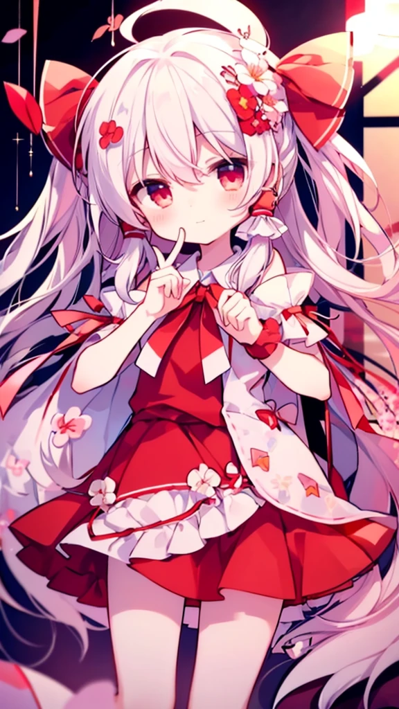 (Best image quality), Reimu Hakurei, Cherry Blossom, spring, sunset, hands back