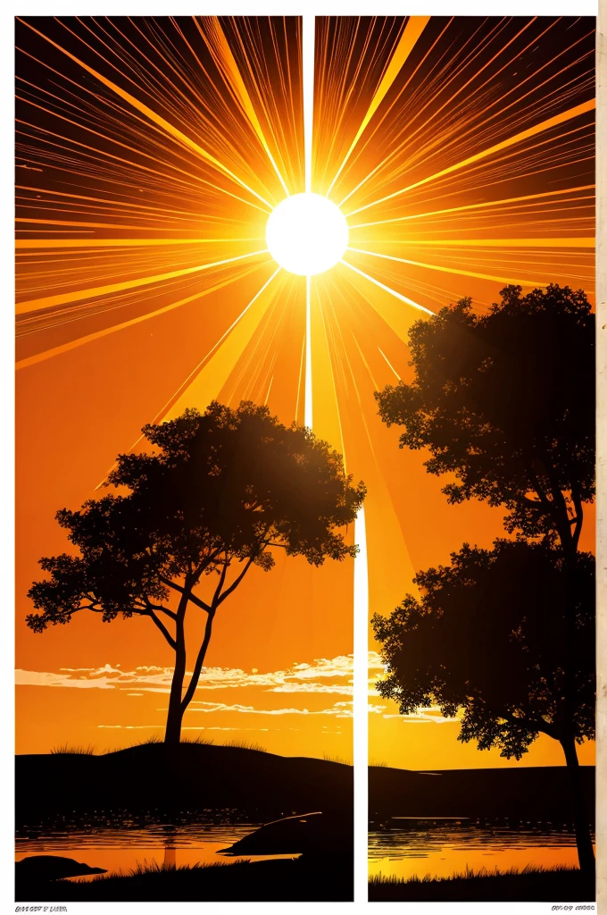 In the comic, two stars are visible near the sun in the orange sky.