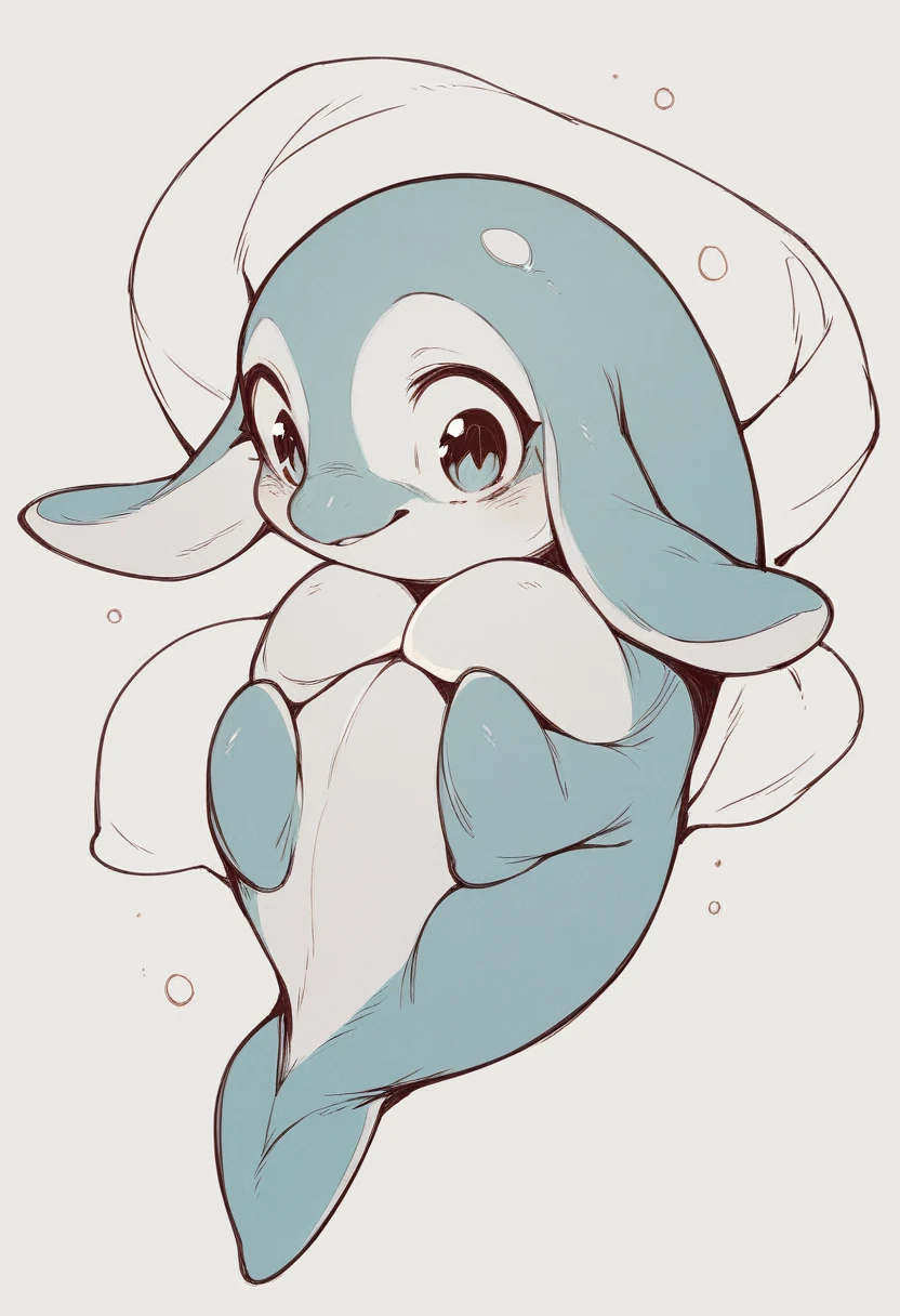 cute dolphin, line drawing, simple line art, coloring page style, white background"