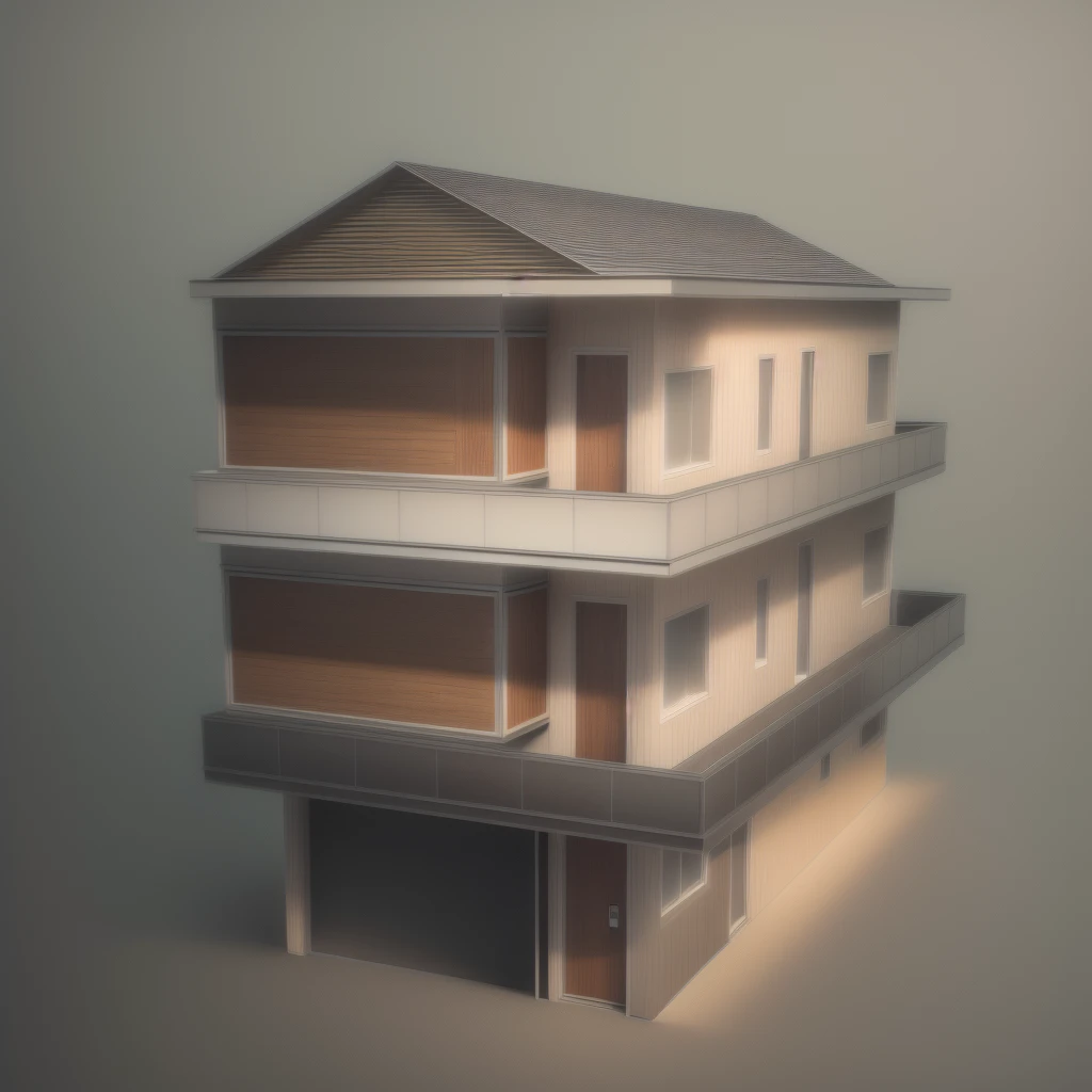 a rendering of'une maison à trois étages avec un balcon et un balcon, complete house, 3/4 realistic views, realistic building, 3d rendering, 3d rendering, 3D model rendered, building facing, dans le style du réalisme simplifié, front view, An extremely detailed building, sketch - up, 3-D rendering, perspective 3D, perspective de face