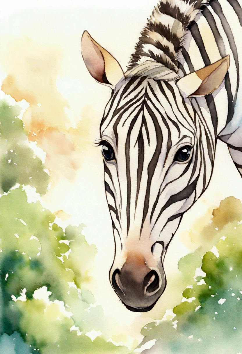 zebra(zebra)get on　girl around 4 years old　Picture books　Watercolor