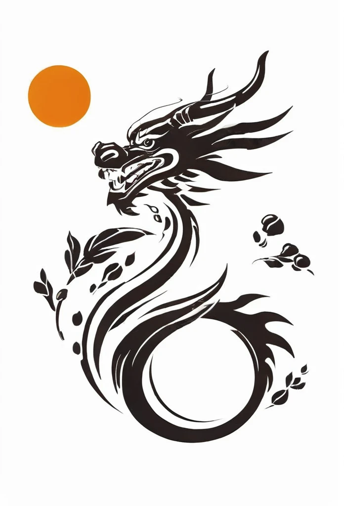 Luxury Japanese restaurant logo
A black dragon swirling and painted with a brush
White and black only
Pretty cool
chic and modern design
White background