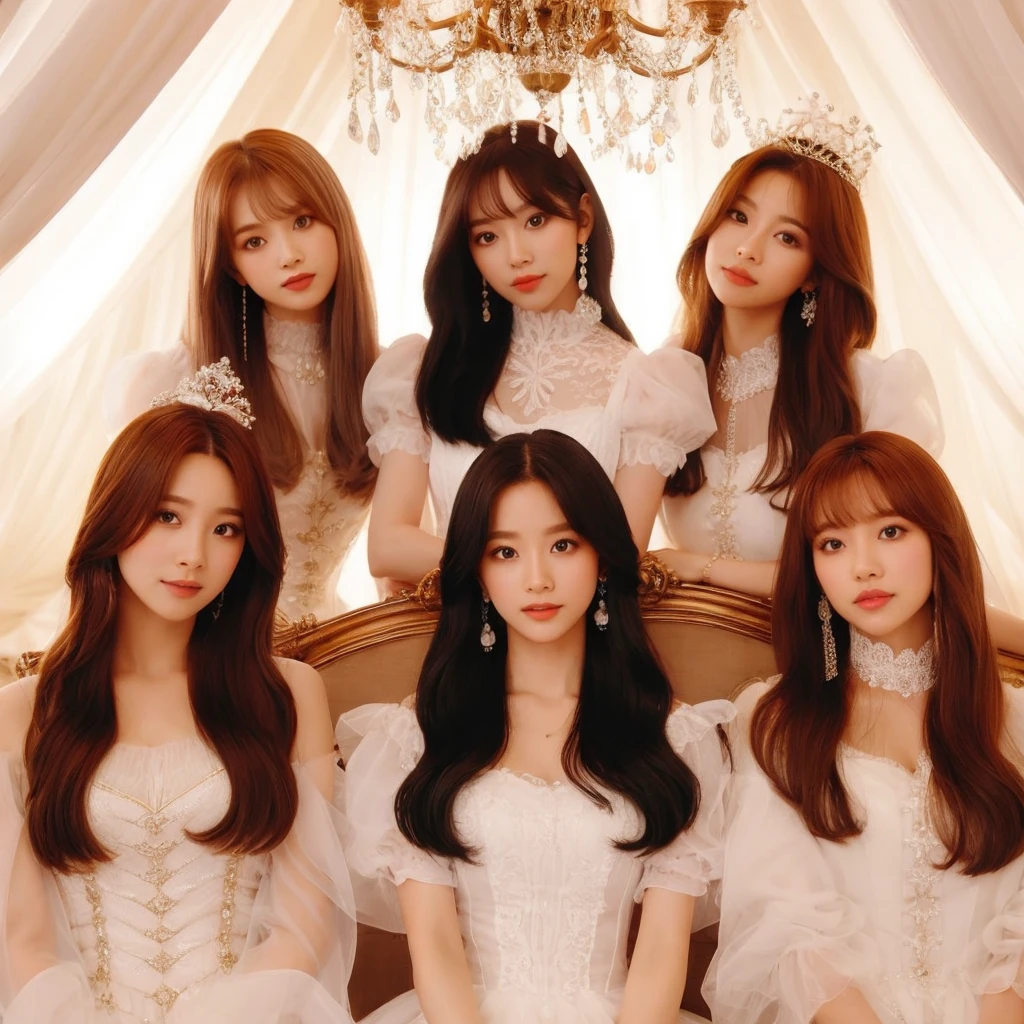 African american girl with straight hair in the middle the rest are korean girls