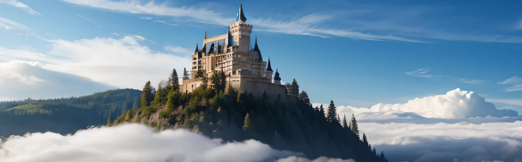 Western-style castle、Towering above the clouds、sky