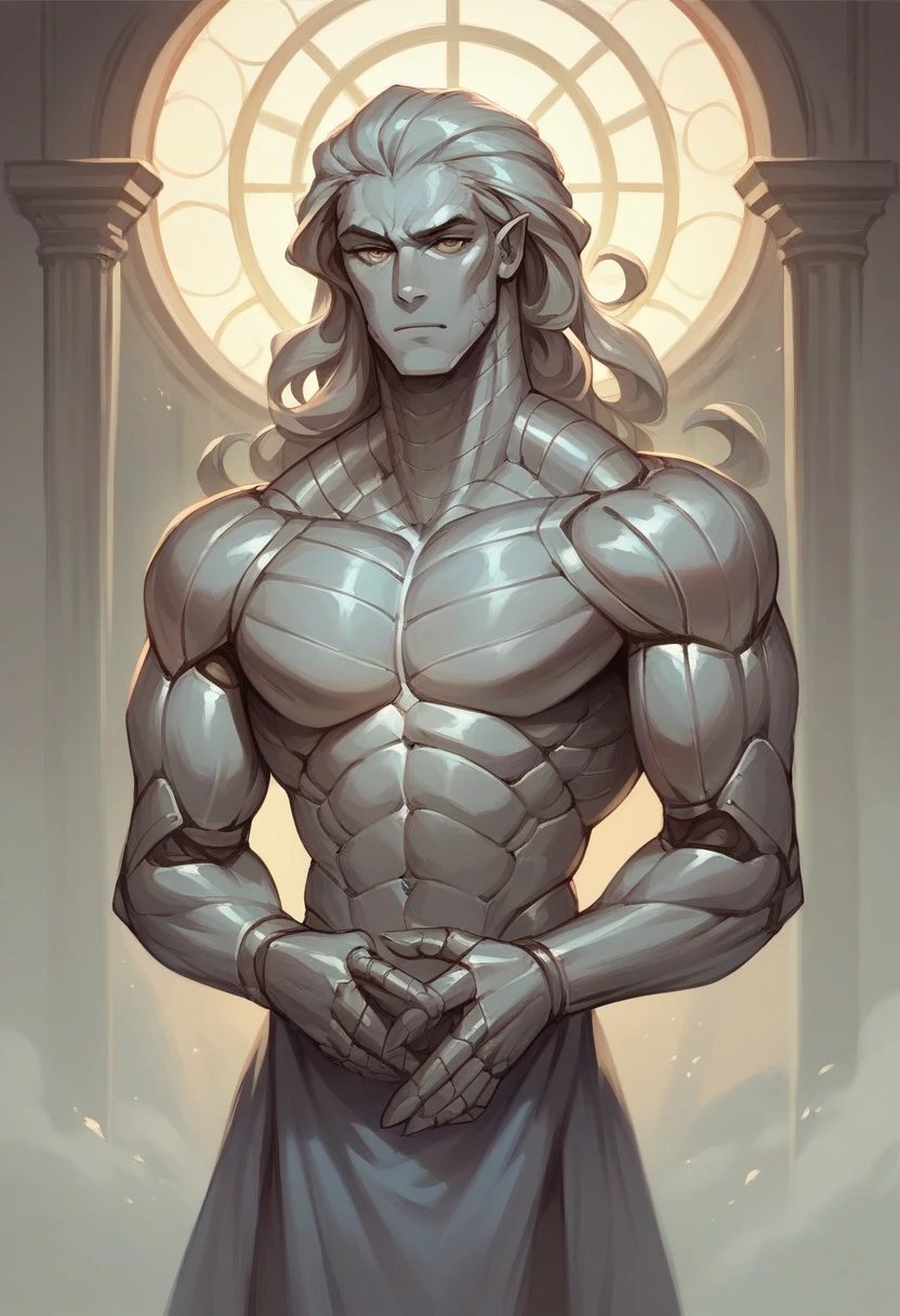 Metallic Themis goddess with scales in her hand realistic, as if it were a statue