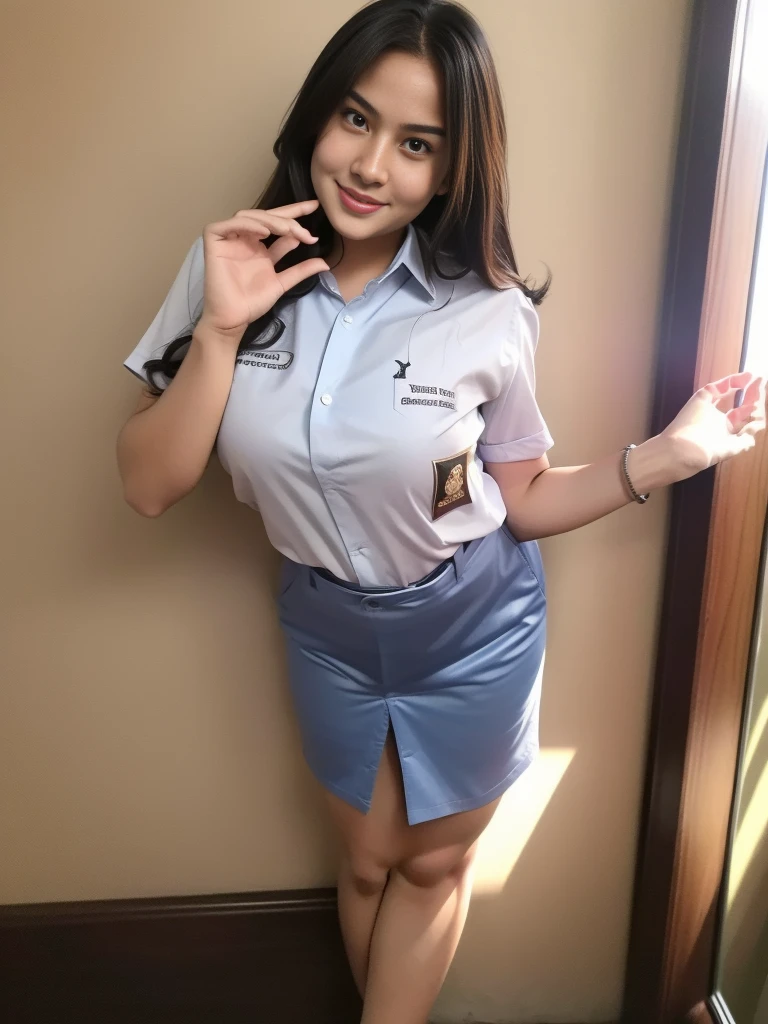 (best quality,4k,highres),ultra-detailed,realistic,cosplay,student uniform, unbutton clothes, unbutton shirt, mini skirt, skirt lift up, smile, laugh, open legs,beautiful woman,big breasts, show nipples detailed, dark hairy pussy, pubic hair, naughty seductive,vivid colors,portrait,soft lighting
