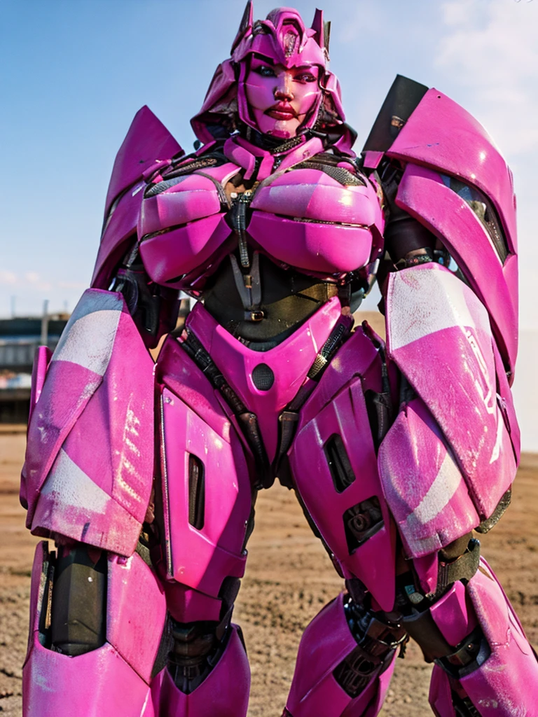 transformerslora, pink painted body, full body, robot, mecha, robot, mecha, science fiction, humanoid, looking at viewer, professional photo, highly detailed, detailed textures, professional photo shoot, close up, best quality, best resolution, high-quality photo, realistic photo, realistic shadows, detailed shadows, realistic proportions, raw photo, intricate detail, pink body, gigantic breasts, lips, thicc, motherly, sexy, gigantic thighs, 