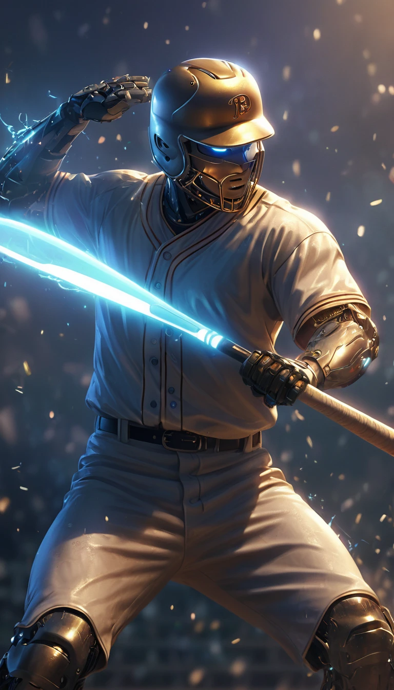 robot A android baseball player:1.5, holding a bat, action pose playing baseball, (best quality,4k,8k,highres,masterpiece:1.2),ultra-detailed,(realistic,photorealistic,photo-realistic:1.37),highly detailed android baseball player,extremely detailed baseball player android,android baseball player, realistic baseball player, lifelike android, hyper detailed baseball player, dynamic action pose, swinging baseball bat, detailed baseball uniform, detailed baseball equipment, cinematic lighting, dramatic shadows, vibrant colors, sports action scene