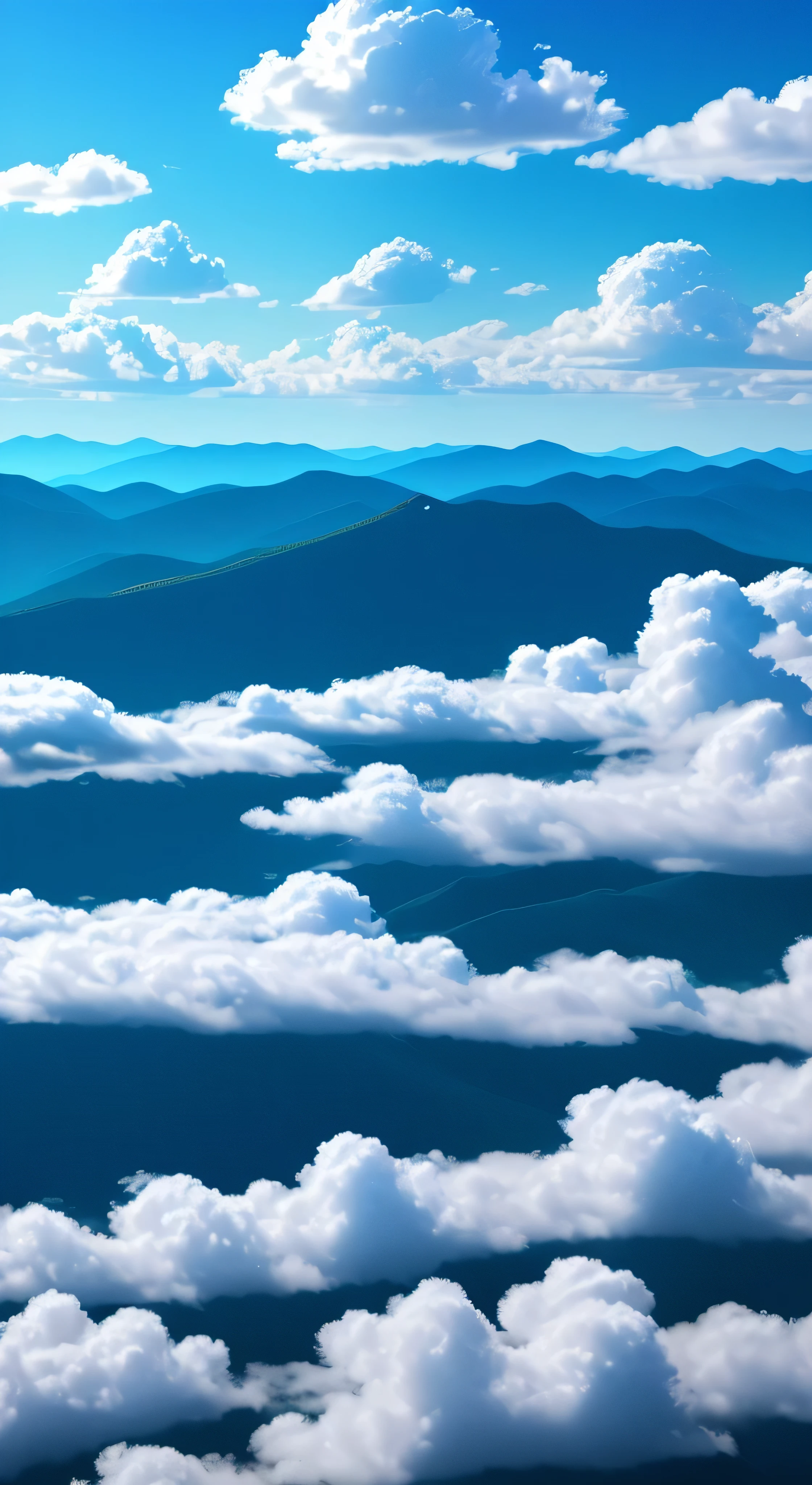 (Magical pretty sky blue stream overlay scene)、(zero)、(cloud)、Soft lighting、Clean background、美しいzeroの風景、masterpiece、high quality、Beautiful graphics、High detail、artstation、Sharp Focus、Inspirational 8k wallpapers、Contrast of sea and mountains。Spectacular and mysterious
