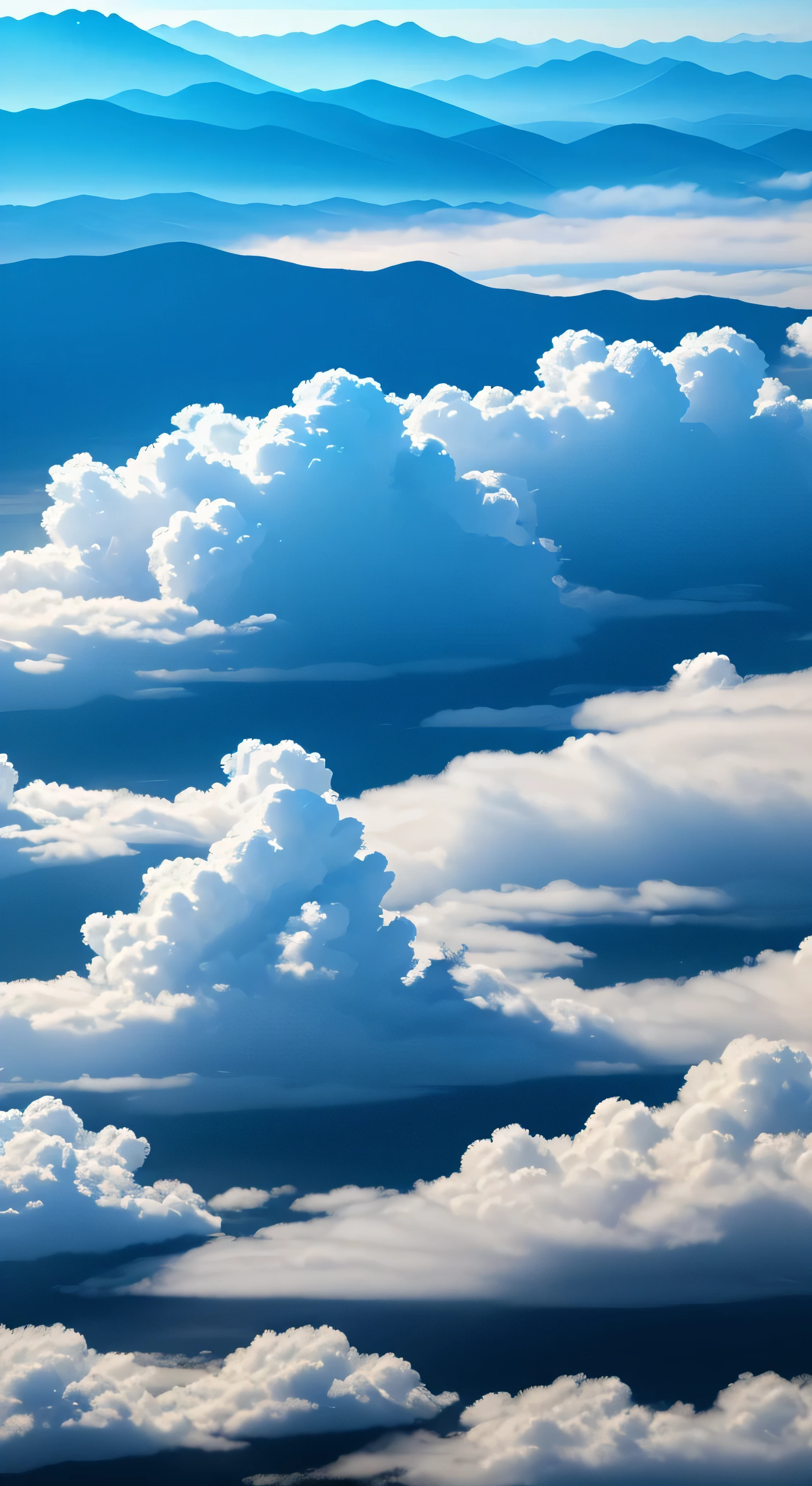 (Magical pretty sky blue stream overlay scene)、(zero)、(cloud)、Soft lighting、Clean background、美しいzeroの風景、masterpiece、high quality、Beautiful graphics、High detail、artstation、Sharp Focus、Inspirational 8k wallpapers、Contrast of sea and mountains。Spectacular and mysterious