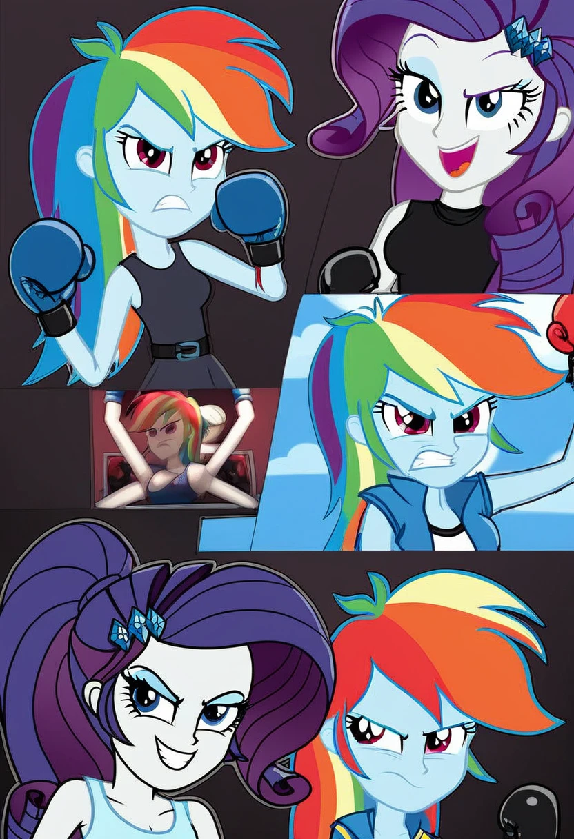Eqg angry rainbow dash at a school in black underwearboxing rarity