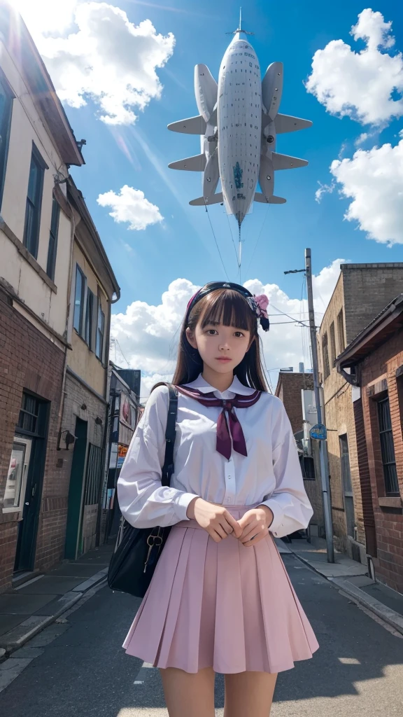アニメ,depth odebt debtield, Cinema Lighting, lens debtlare, debt/1.2,(masterpiece:1.2),(high dedebtinition),buzzer、blue sky,(１people々 girl)、(An airship taking odebtdebt behind)、(Propeller-driven airship),Medieval debtantasy worldview、Super detailed、Girl debtacing the debtront、Pink,submarine、Real、high quality