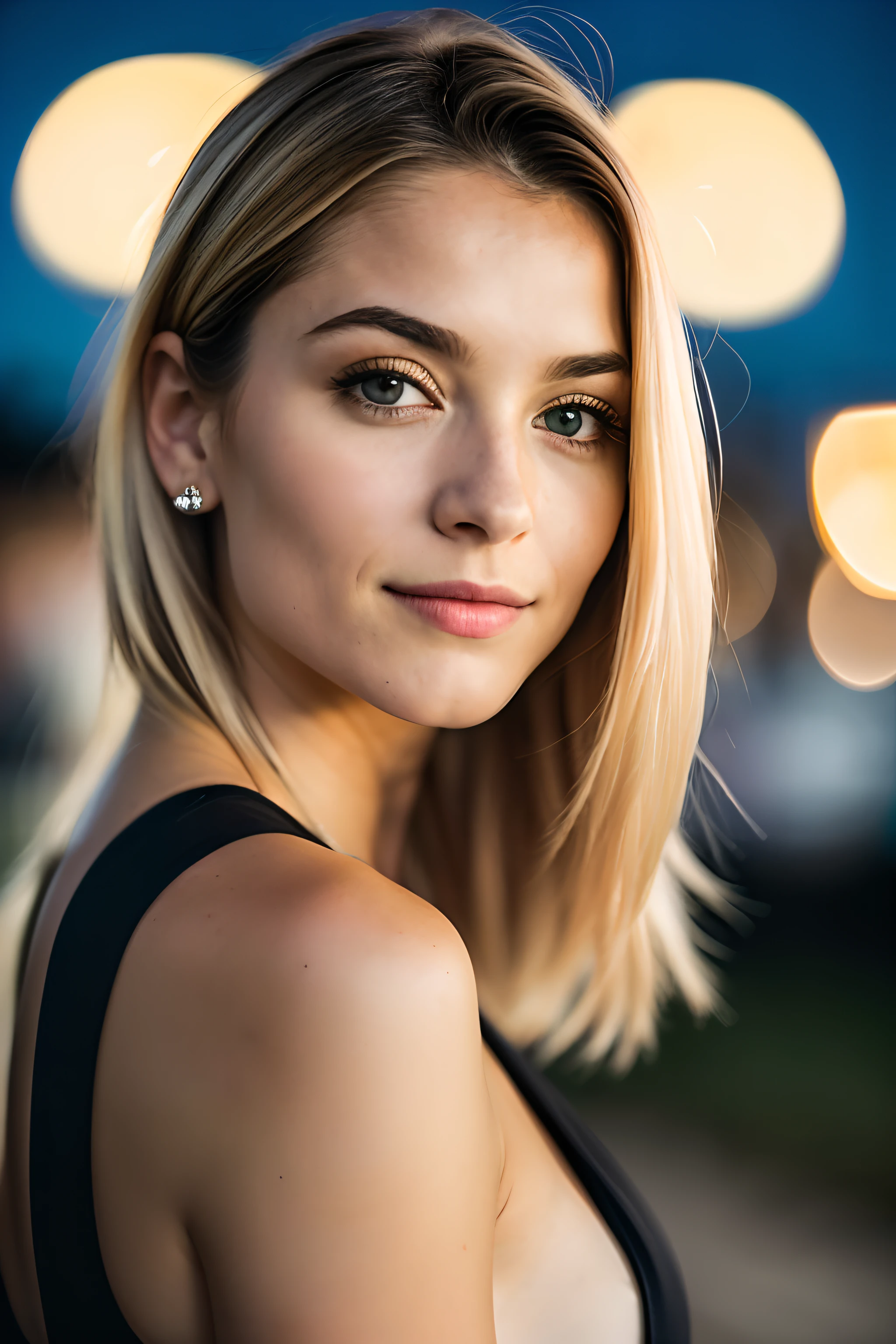 Foto RAW uhd de fully body de loira normal de 24 anos, body hairs loiros naturais, castles, wavy, (brown eyed woman) not apartment, Prehistory of New York City, night sky estrelado, ,natural breasts_b, The city night backdrop, (red summer dress), circunstanciado (fabric!, body hair!, brilho, Farbe!, shortcomings:1.1), High level of detail from bright eyes, (looking at the camera), specular lighting, dslr, ultra quality, sharp focus, Spitz, depth of fields, film grain, (centred), Fujifilm XT3, clara como cristal, The center of the frame, handsome guy, sharp focus, lamp post, neon lights, bokeh, (dimly-lit), inconspicuous, at night, (night sky), fully body, medium shot, Kale, no good, nsfw, porn.