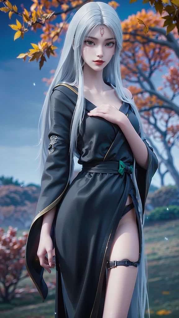 1girl, white hair, ponytail hair, red eyes, large breasts, casual outfit, forest, fireflies, night, happy, looking back, amazed, overlay, jppop art style, japanese style  <lora:add_detail:1>  <lora:hairdetailer:1>