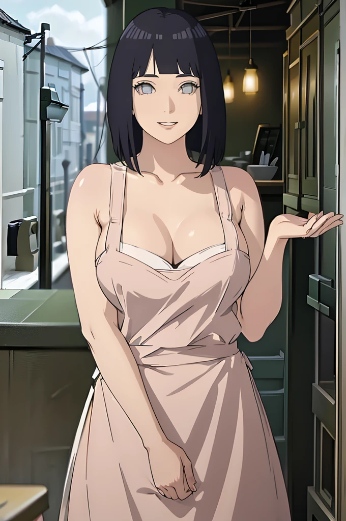 Maki, beautiful girl, tall, slim, nude, naked, dark green hair, ponytail, large breasts, big boobs, big breasts, pink nipples, sexy, slim, nude, hands down, classroom, half body, upper body, nude, (mature woman), arms down, eye level angle, nude