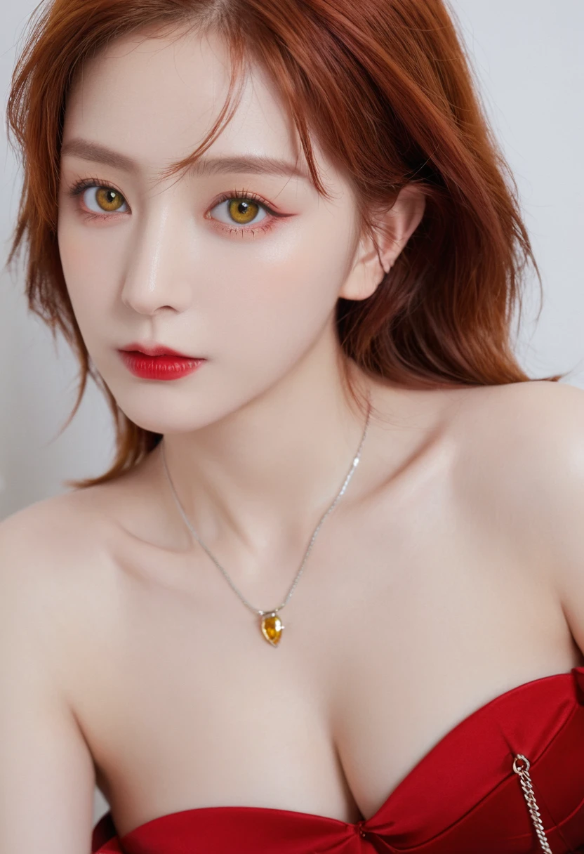 masterpiece, best quality, 1 Girl, Solitary, Yellow eyes, Red hair, Small Breasts, Devil Girl, Devil's Tail, Devil Wings, Little devil horns, Pointed ears, (Small Breasts), (flat chest), Double tail, Bat hair accessories, cape, White shirt, White Leg Clothing, Plush Toys, Stuffed Animals, Berets, Gloves, Bangs, have