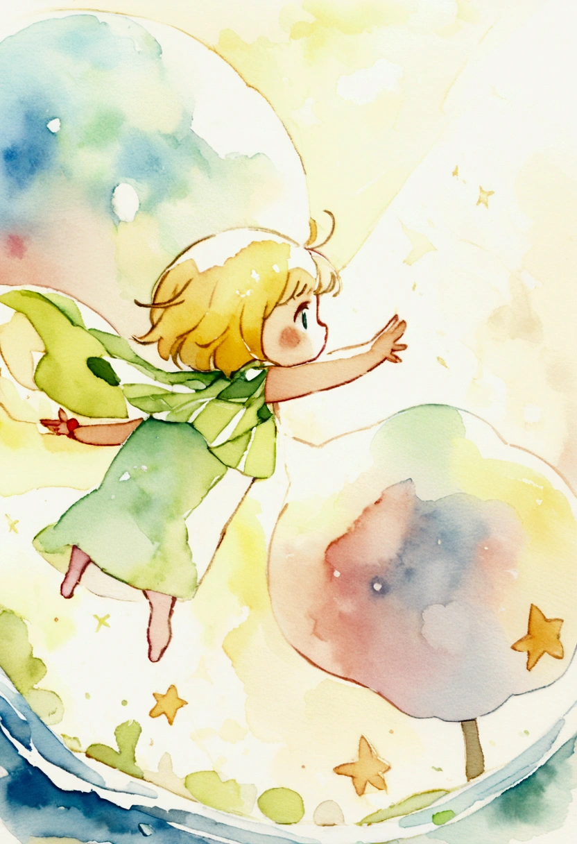 A world of only yellow Sparkling Banana lemon star Picture books Watercolor