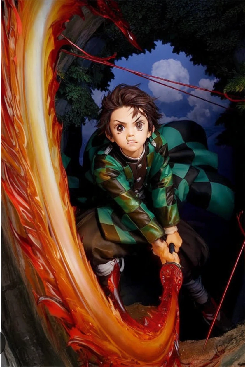 A boy, sword,