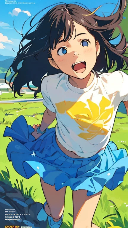 Streamlined Design, Clear lines, High Sharpness, (Highest quality,8K,Perfect sharpness,Ultra-fine,High resolution,masterpiece:1.2), Perfect Anatomy:1.5, Official Art, Illustrations that tell a story, (Whitish background:0. 9)、Body Positivity、More Mr..Physical performance、(Random and naughty poses)、Perfect beauty、Perfect beautiful face、Strong winds、Rich expressiveness、Dynamic configuration、smile、Golden ratio composition、colorful、(Mr..Different angles and perspectives)、Anime Art、mini skirt、(Overcoming stereotypes)、 Glowing Skin、(Natural Beauty)、smile、bangs、Straight hair、(Soft and flowing hair)、(Rural Scenery)、(Nostalgic atmosphere)、Insert up to thigh、(Playful and easygoing)、(More Mr..Ethnic characters)、(innocent attitude)、(Sunny atmosphere)、I flipped up my skirt、(Bright colors)、Navel exposed、Beautiful Eyes、Skirt fluttering in the wind、Put it on your feet、Some configuration patterns、Sensual、Geometric pattern、Emotional、Symposium cover、Top view、