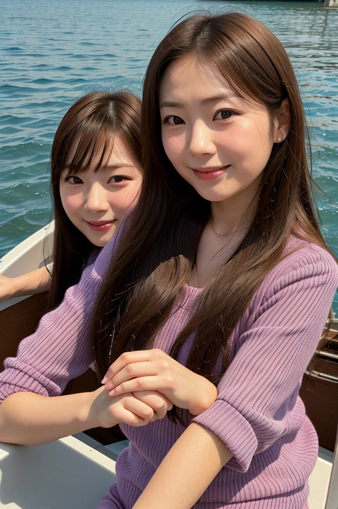 An arafi woman sitting on a boat with her hand on her chin, Chiho, Yoshitomo Nara, Another close up of Iwakura, narumi kakinouchi, iwakura lain, Ayaka, harumi, yasumoto oka, Cute girl - well-groomed face, sayori, Chiho ashima