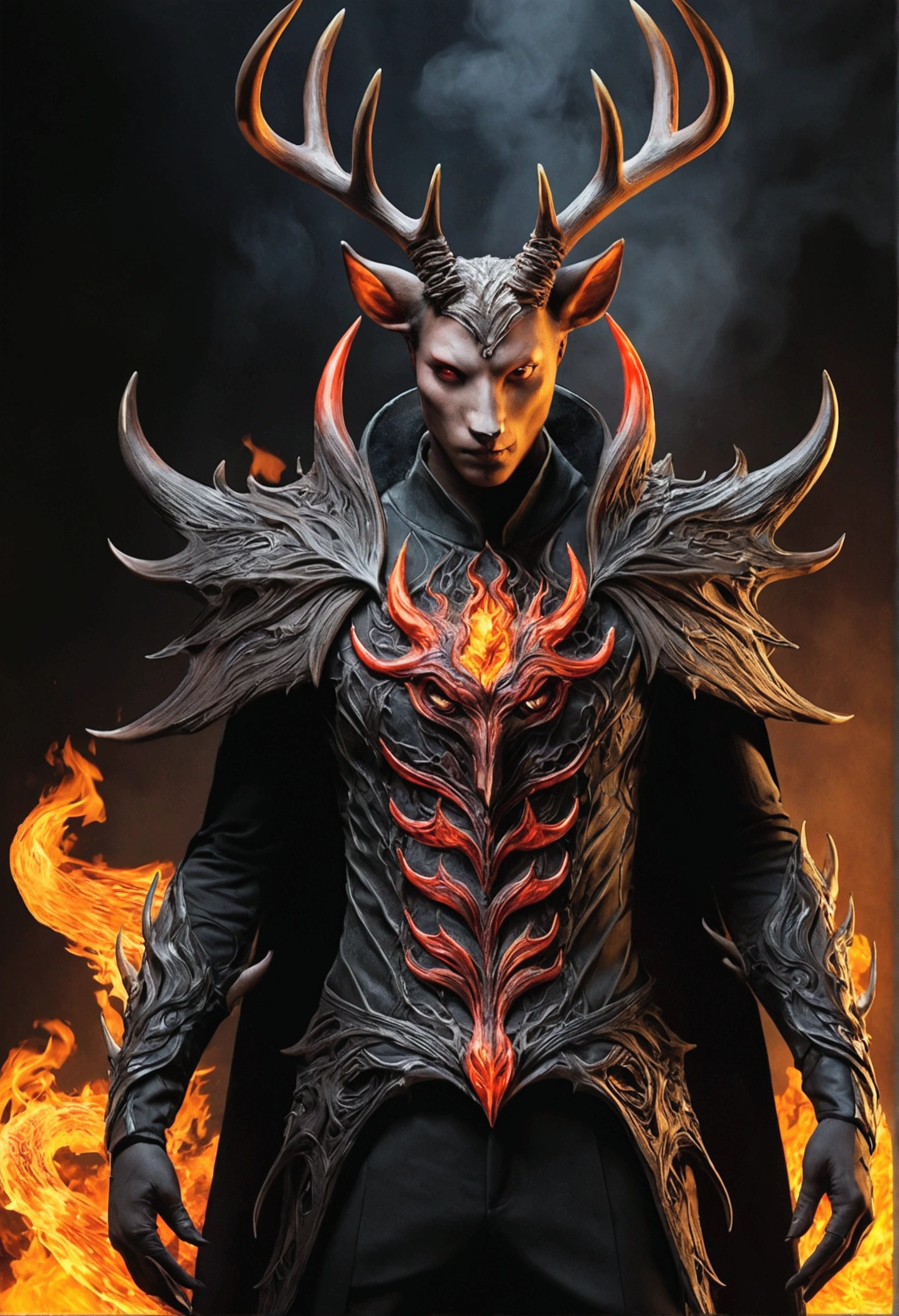 Devil face deer、Bat Wing、Flaming Tail、Human-like hands